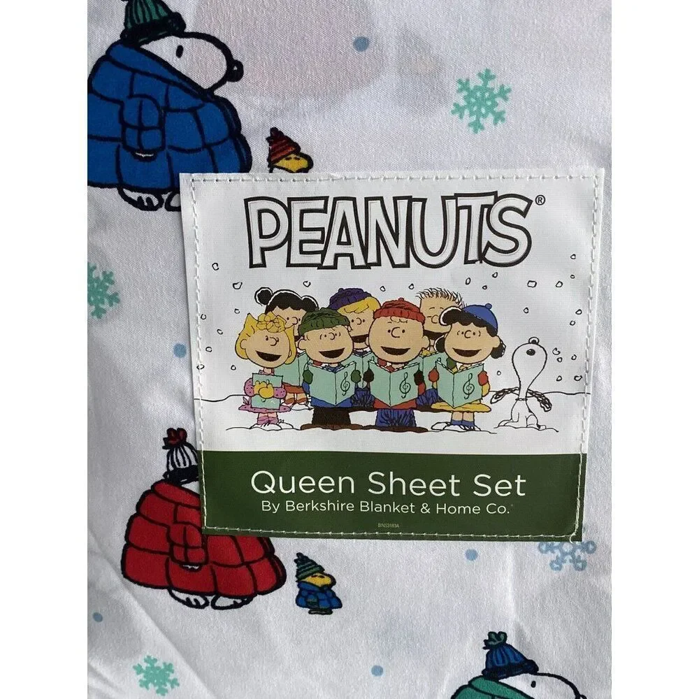 Peanuts Snoopy Puffy Puffer Coat Jacket Sheet Set QUEEN SIZE Multicolor Soft NEW